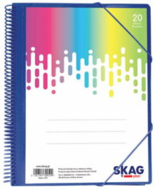 SKAG ΣΟΥΠΛ SPIRAL Α4 20Θ ΜΕ ΛΑΣΤΙΧΟ & ΘΗΚΗ-NEON ΔΙΑΦΟΡΑ ΧΡΩΜΑΤΑ 300599