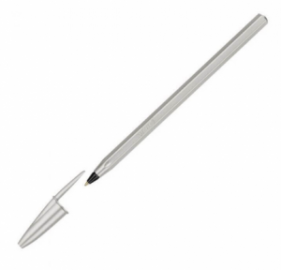 BIC Στυλό Διαρκείας Cristal Glave Ασημί 1.0mm Μαύρη Μελάνι