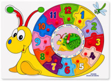 Ξυλινο Παιδικο Εκπαιδευτικο Puzzle ρολόι 