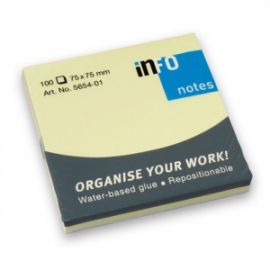 INFO NOTES ΧΑΡΤΑΚΙΑ ΚΙΤΡΙΝΑ 75X75MM 100Φ 5654-01