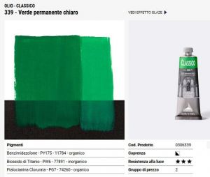  Χρώμα Ζωγραφικής Λαδιού MAIMERI Classico 20ml Νο339 verde permanente chiaro 