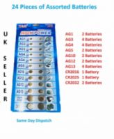 24 X Assorted Watch Cell Battery Batteries Jewellery Ag1 Ag3 