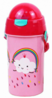 Must Πλαστικό Παγούρι με Καλαμάκι 584540 Rainbow σε Ροζ χρώμα 500ml