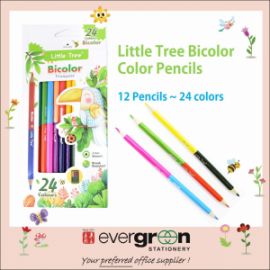 Ξύλο Χρωματα Little Tree Bicolor Triangular Color Pencils 12 pcs 24 Colors